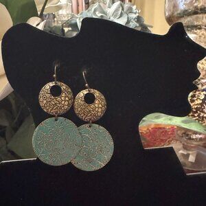 Turquoise Disc Dangling Earrings